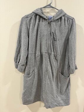 Gap Maternity Heather Gray Zip-Up Hoodie - Medium